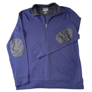 Jos A Bank Traveler Tech Pullover Mens‎ M Tailored Fit Elbow Patch